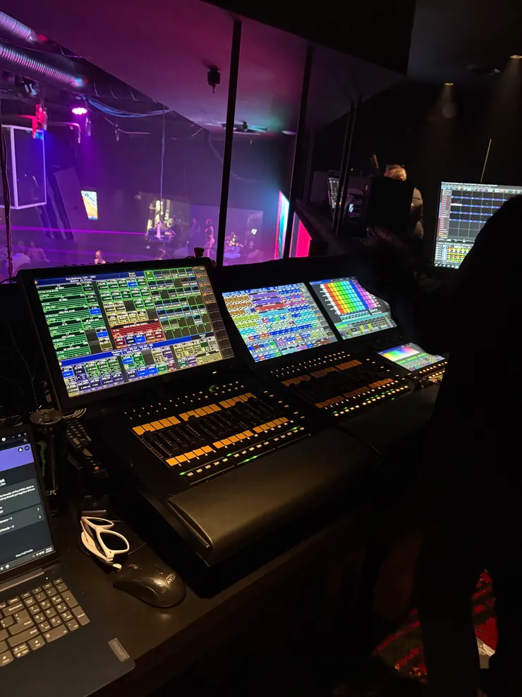 Lighting control console at live concert